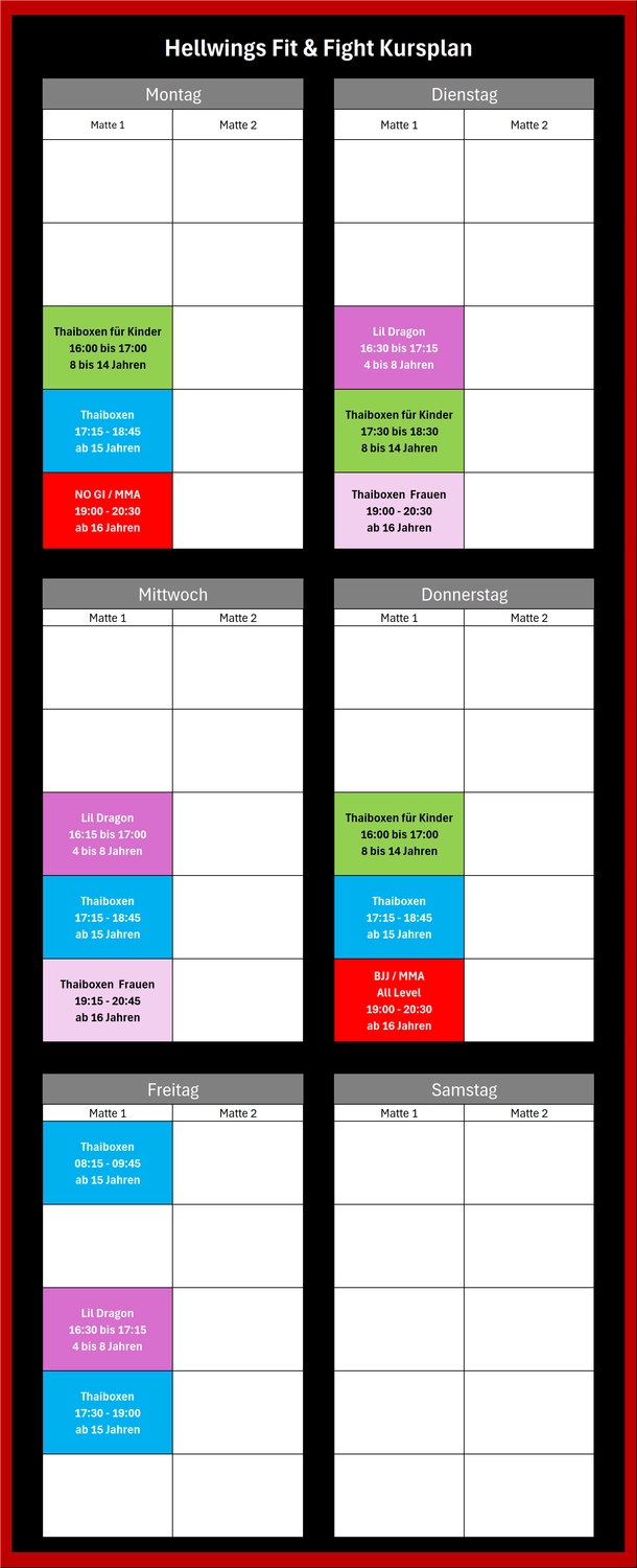 Hellwings Fit&Fight – Fitnessstudio und Sporttraining - kursplan