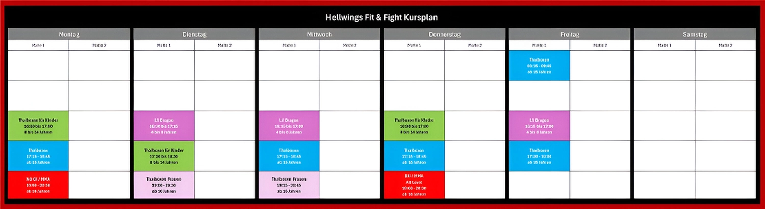 Hellwings Fit&Fight – Fitnessstudio und Sporttraining - kursplan